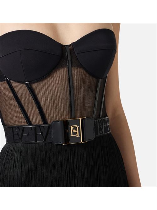 MINI DRESS IN TULLE AND FRINGES ELISABETTA FRANCHI | AB82556E2110 Nero
